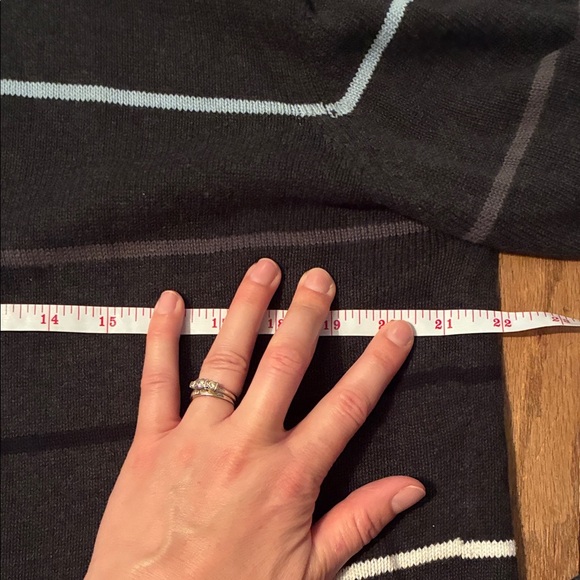 Tomodachi Classic Black and Blue and White Striped Zip-Up Sweater - Picture 8 of 10